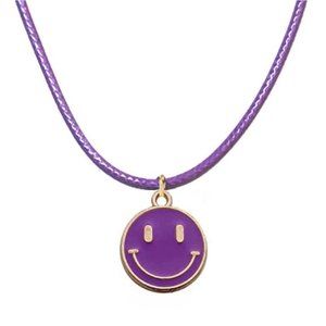 Purple Smiley Face Charm Necklace